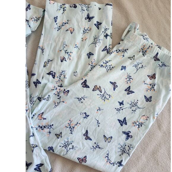 Charter Club Small Butterfly Pajama Set Blue Short Sleeve Capris - Picture 3 of 10